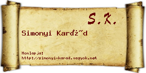 Simonyi Karád névjegykártya